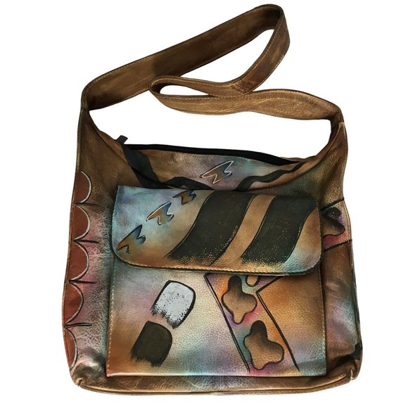 Anuschka NEVER USED Handpainted Leather Shoulder Bag Southwest - Picture 1 of 12